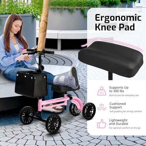 Pink steerable knee scooter for adults — photo 4