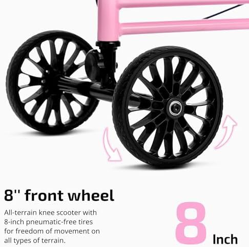 Pink steerable knee scooter for adults — photo 5
