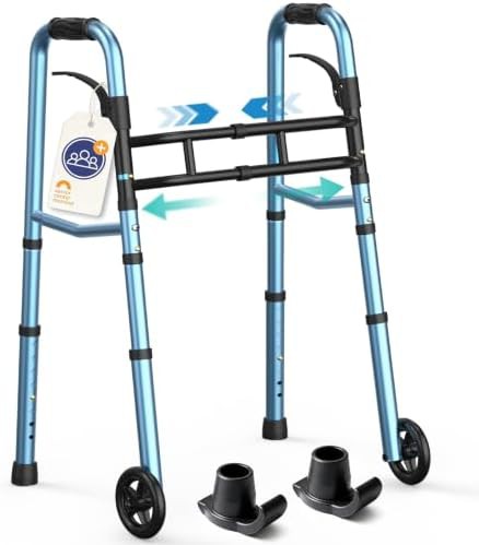 Narrow folding walker for small spaces