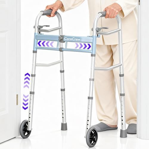Narrow folding walker for small spaces