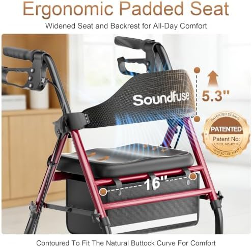 Foldable rollator with sixteen inch arc seat — photo 4