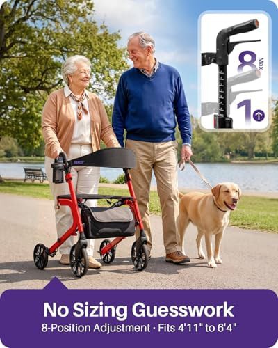 Red bariatric rollator 500 lbs capacity — photo 4