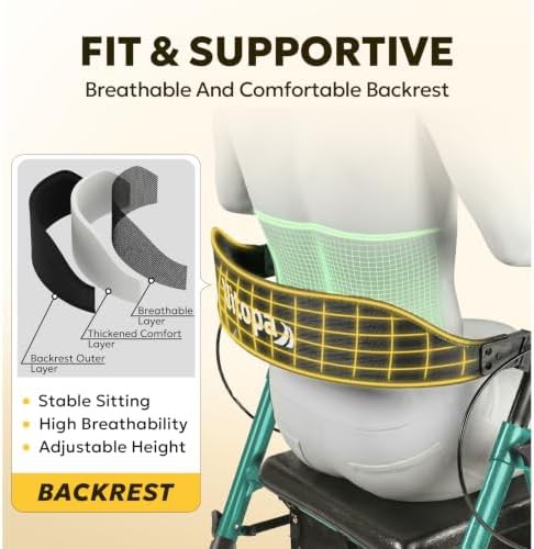 Reinforced foldable rollator W20S black — photo 3