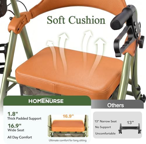 Lightweight aluminum rollator with padded seat — photo 3