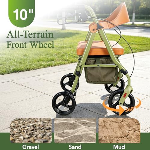 Lightweight aluminum rollator with padded seat — photo 4