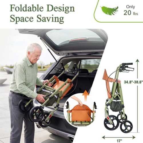 Lightweight aluminum rollator with padded seat — photo 5