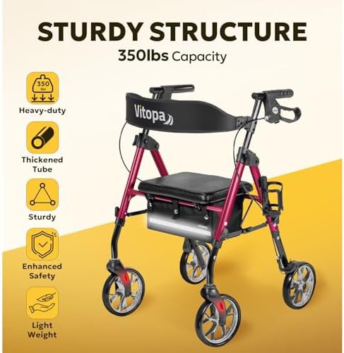 Lightweight aluminum rollator model W20A — photo 3