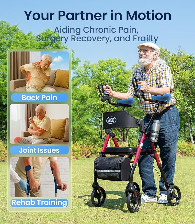 Upright walker with gelsoft armrests in blue — photo 5
