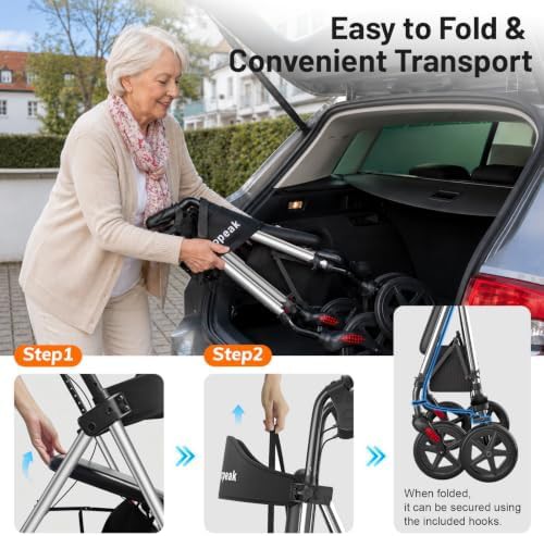 Foldable senior rollator with hand brakes — photo 3