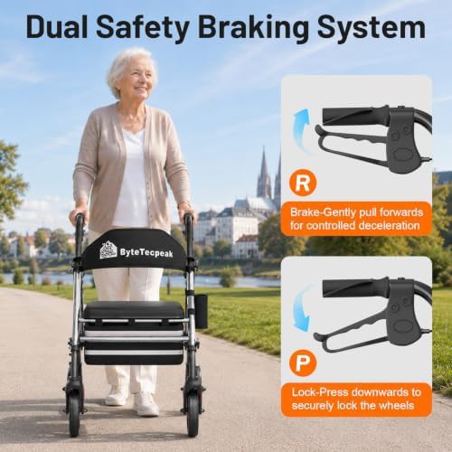 Foldable senior rollator with hand brakes — photo 5