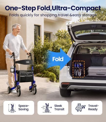 Ultralight rollator with nine inch front wheels — photo 3