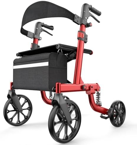 Upgraded foldable rollator with padded seat