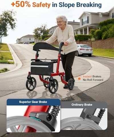 Upgraded foldable rollator with padded seat — photo 4