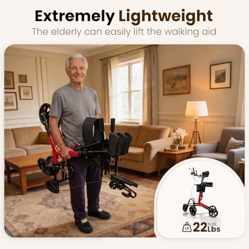 Red lightweight upright travel walker — photo 4