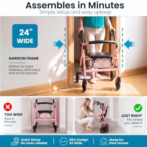 Narrow foldable lightweight mobility rollator — photo 3