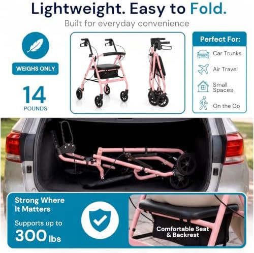 Narrow foldable lightweight mobility rollator — photo 5