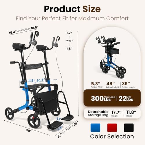 Blue lightweight upright travel walker — photo 3