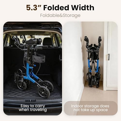 Blue lightweight upright travel walker — photo 5