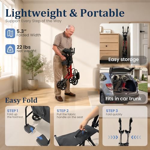 Foldable upright rollator 22 lbs — photo 4