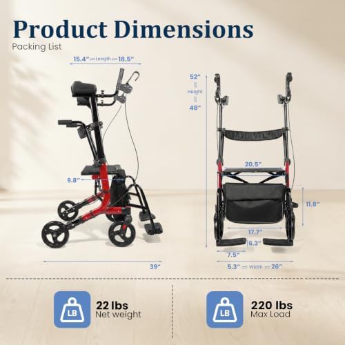 Foldable upright rollator 22 lbs — photo 5
