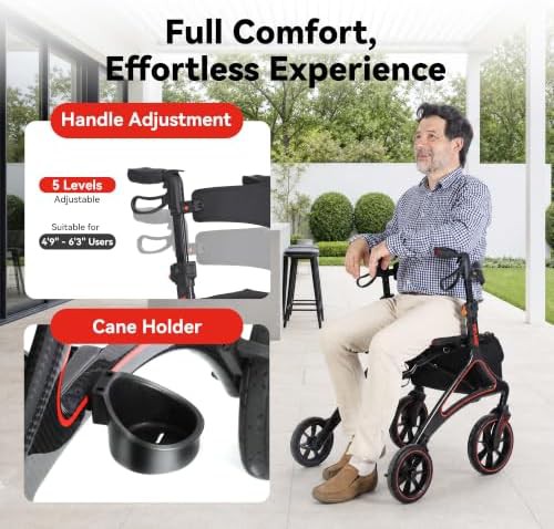 Carbon fiber walker with cane holder — photo 5