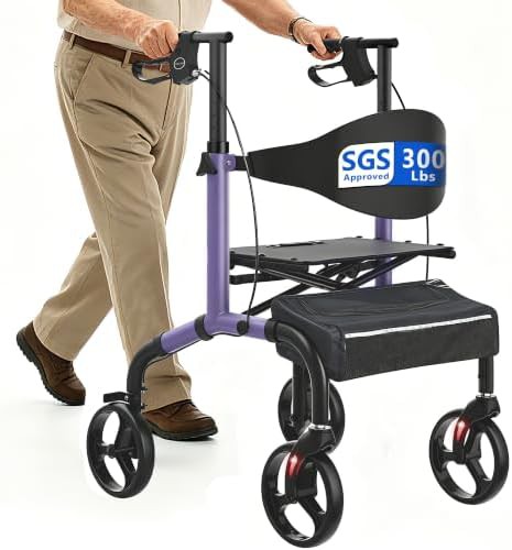 Purple Rollator with Enlarged Padded Seat