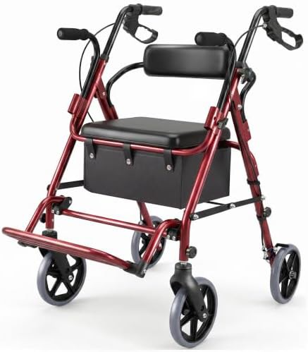 All terrain transport rollator with seat
