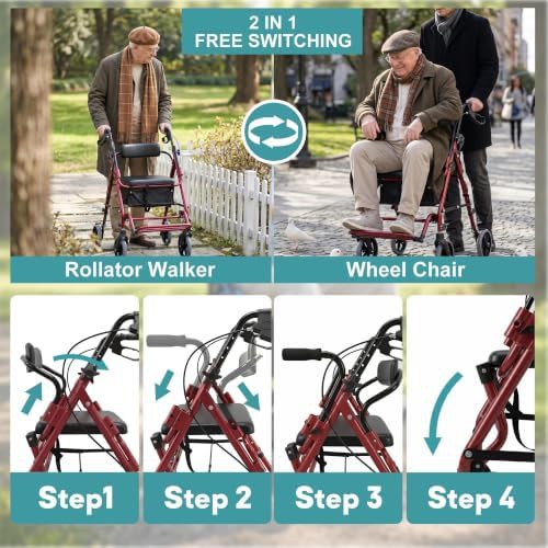 All terrain transport rollator with seat — photo 3