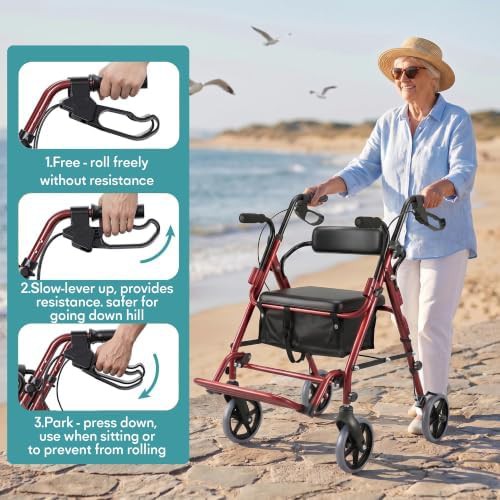 All terrain transport rollator with seat — photo 5