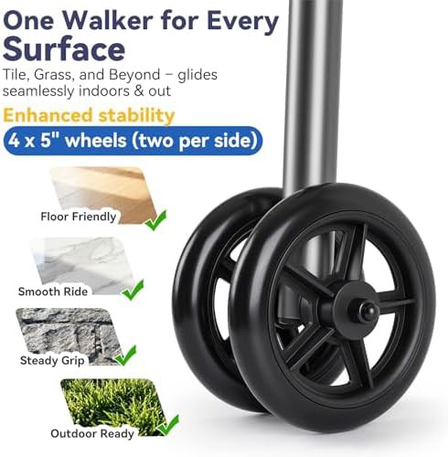 Standard folding walker with storage basket — photo 3