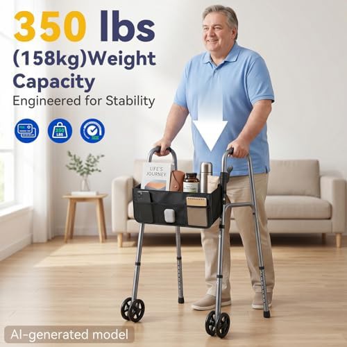 Standard folding walker with storage basket — photo 4