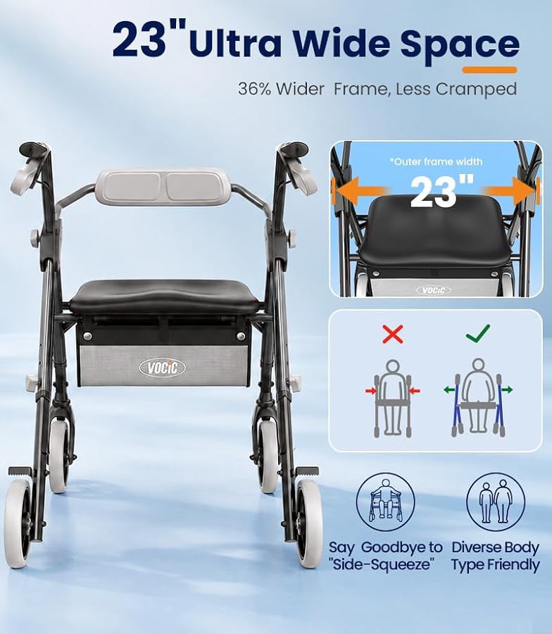 Heavy duty steel rollator with 500 pound capacity — photo 3