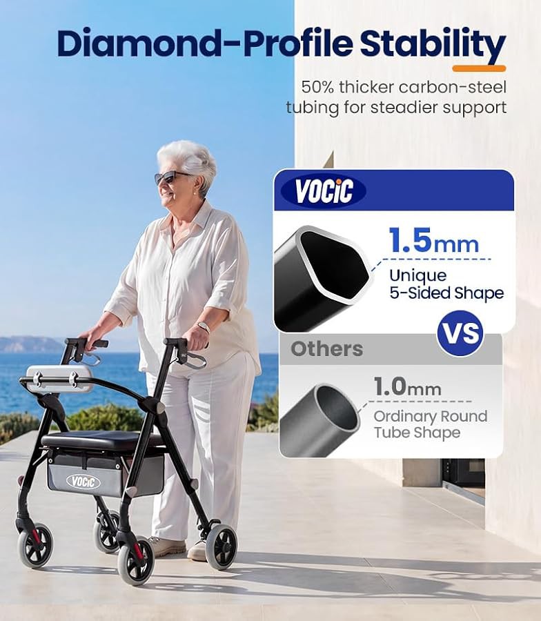 Heavy duty steel rollator with 500 pound capacity — photo 4