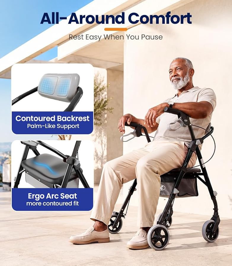 Heavy duty steel rollator with 500 pound capacity — photo 5