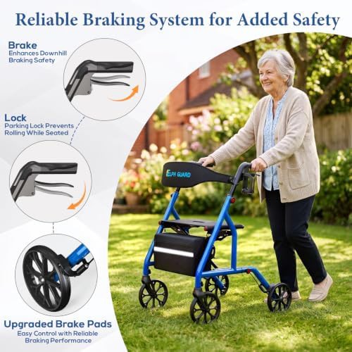 Foldable walker with eight inch wheels and seat — photo 5