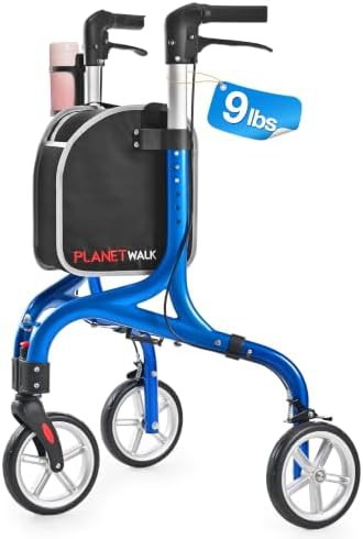 Blue three wheel all terrain rollator