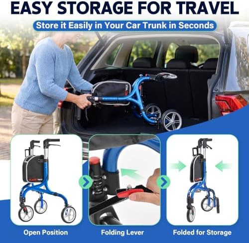 Blue three wheel all terrain rollator — photo 5