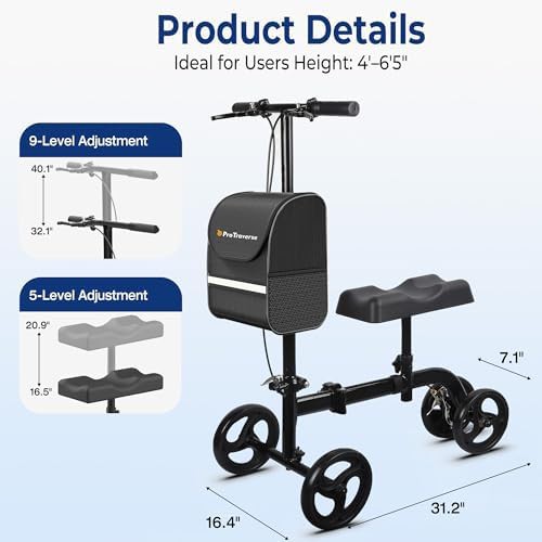 Black foldable steerable knee scooter — photo 4
