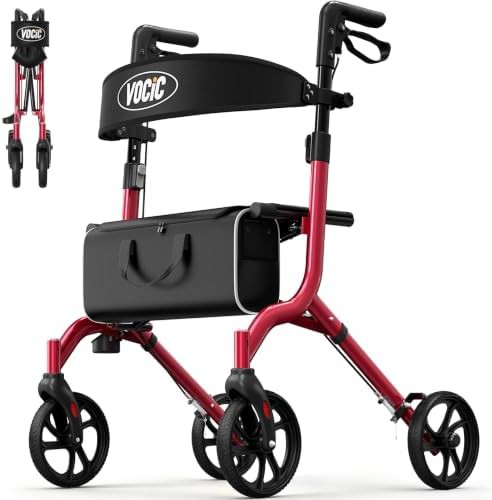 Ultralight aluminum folding rollator in black