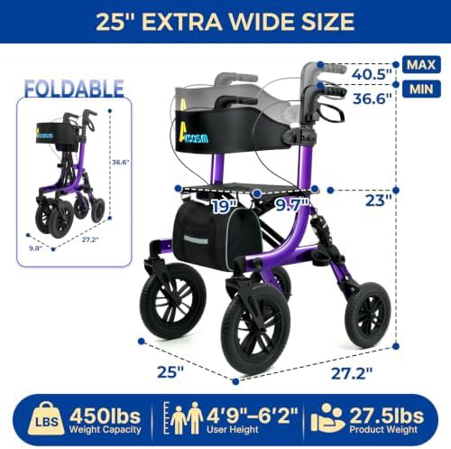 Bariatric all terrain rollator with brakes — photo 5