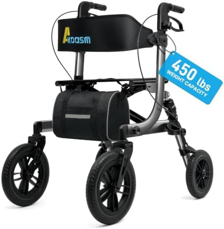 Outdoor rollator with 12 inch front wheels