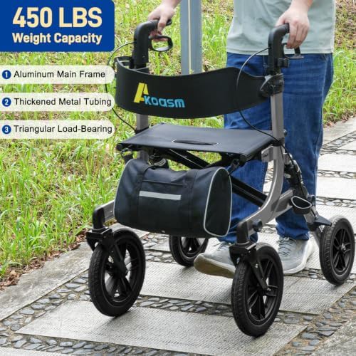 Outdoor rollator with 12 inch front wheels — photo 4