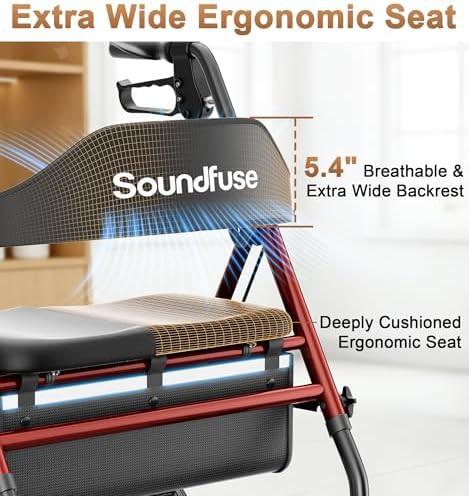 Heavy duty steel rollator with seat — photo 4