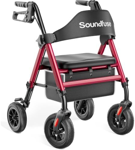 Aluminum rollator with eight inch PU wheels