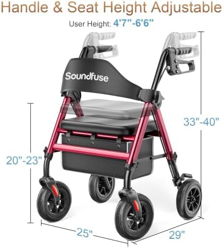 Aluminum rollator with eight inch PU wheels — photo 5