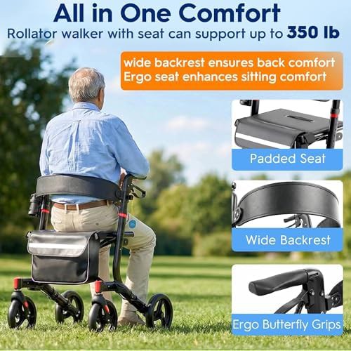 Folding Rollator with Eight Inch All Terrain Wheels — photo 4