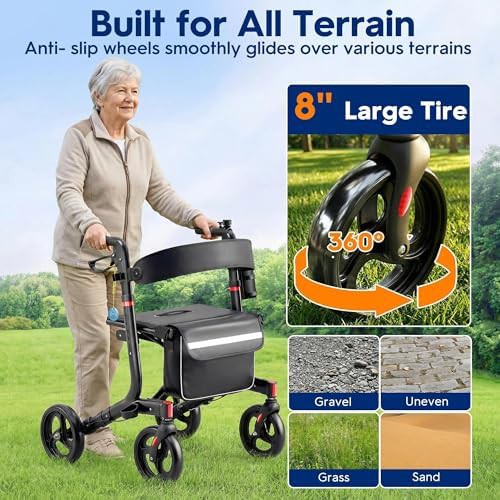 Folding Rollator with Eight Inch All Terrain Wheels — photo 5