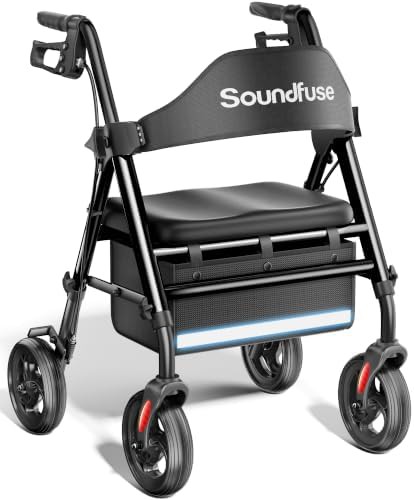 Compact folding walker with arc seat