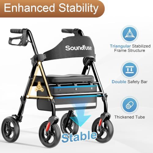 Compact folding walker with arc seat — photo 3