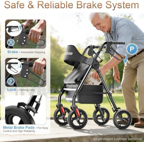 Compact folding walker with arc seat — photo 4